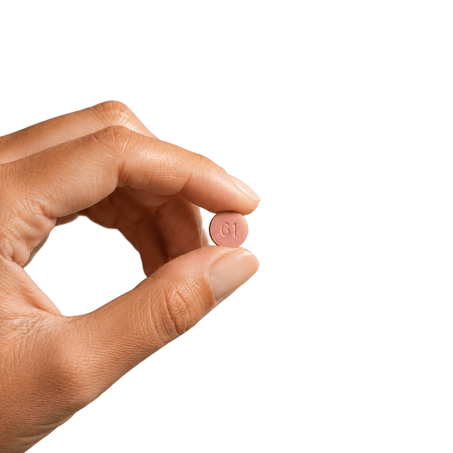 Foundayo 0.8 mg film-coated tablets - hand with pill image - Lyv