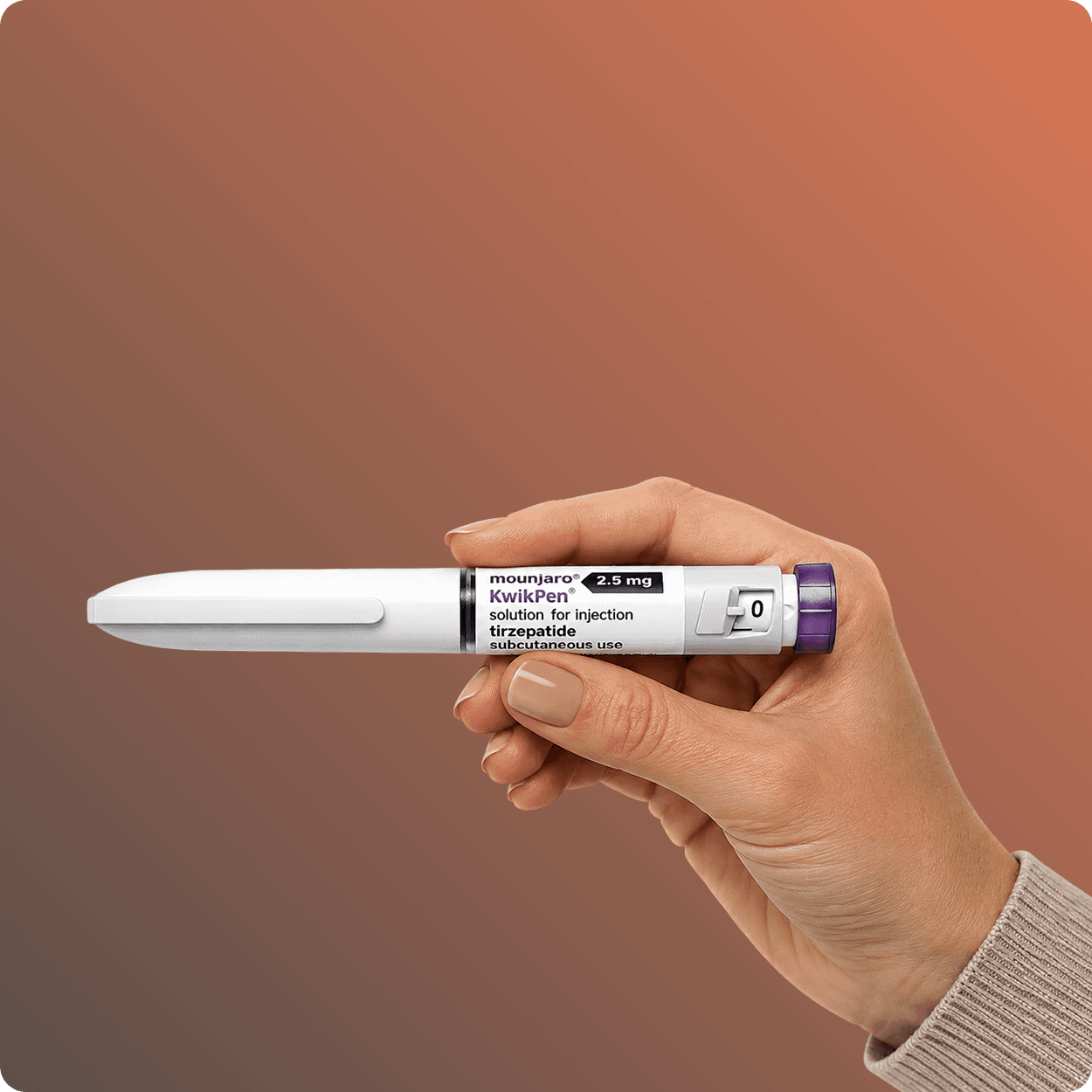 Mounjaro KwikPen 10mg with hand orang background - LYV Pharmacy 1
