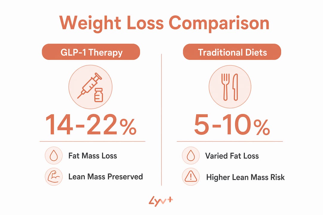 Infographic-comparing-weight-loss-from-GLP-1-therapy-and-traditional-diets - lyv Pharmacy