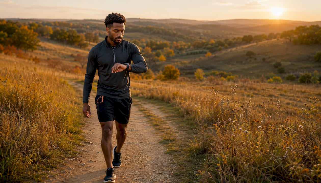 Man-brisk-walking-in-park-for-exercise - lyv