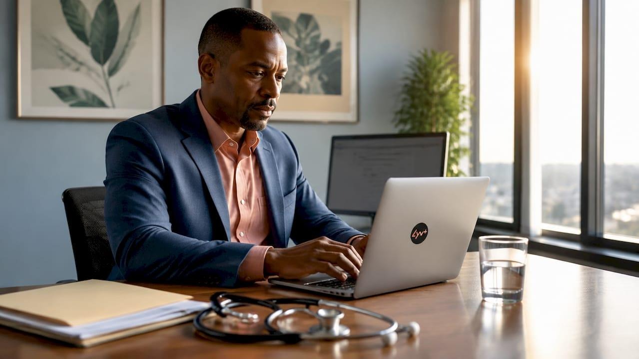 man in exploring internet using laptop - lyv pharmacy