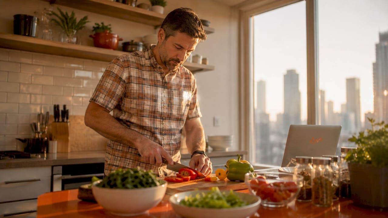 preparing healthy foods and vegetables in the kitchen - lyv
